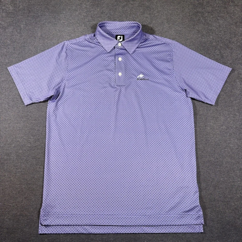 FootJoy Golf Polo Mens Medium Purple Geometric Print Short Sleeve Performance